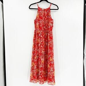The General Good Women's Red Soraya Floral Sleeveless Midi Dress Size M
